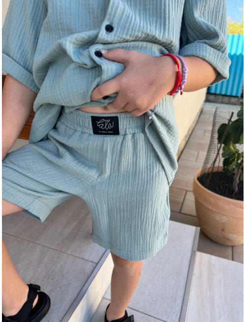 Súprava HAWAI - boy - gázovina/mušelín - svetlý mineral