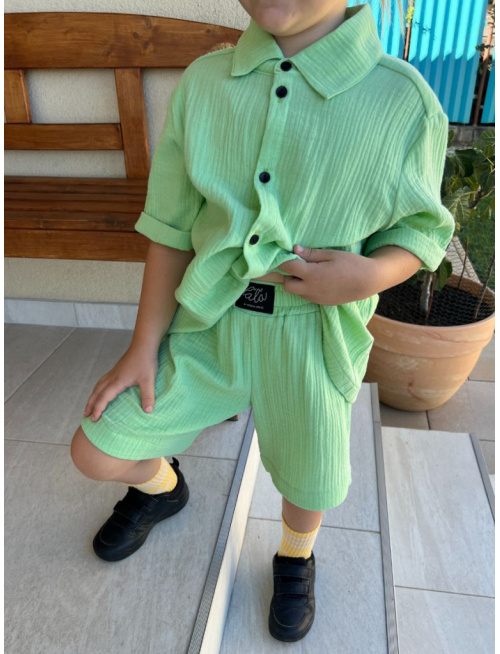 Súprava HAWAI - boy - gázovina/mušelín - hrášková - POSLEDNÝ KUS