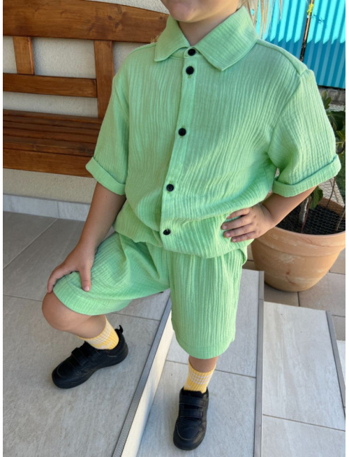 Súprava HAWAI - boy - gázovina/mušelín - hrášková - POSLEDNÝ KUS