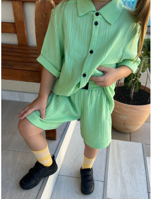 Súprava HAWAI - boy - gázovina/mušelín - hrášková - POSLEDNÝ KUS