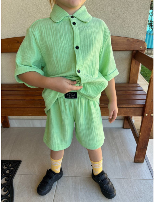 Súprava HAWAI - boy - gázovina/mušelín - hrášková - POSLEDNÝ KUS