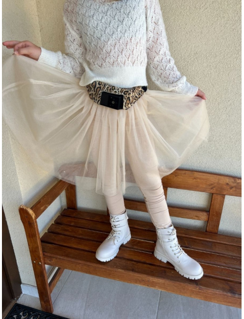 Úpletové legíny s tylovou sukňou