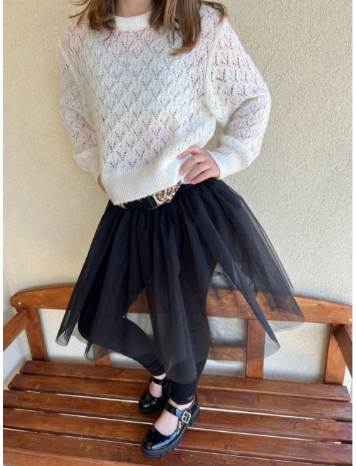 Úpletové legíny s tylovou sukňou