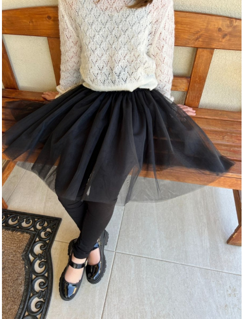 Úpletové legíny s tylovou sukňou