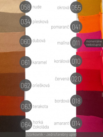 Vzorkovník - Jednofarebný úplet