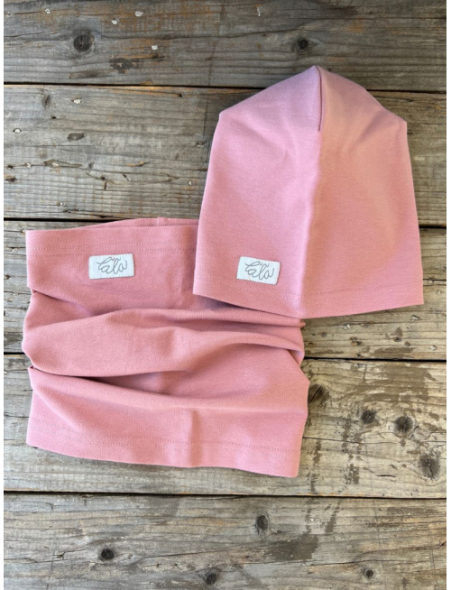 Šmolko čiapka + tunel (jednofarebný set) - tmavá staroružová