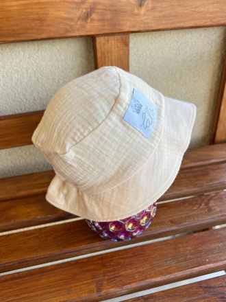 Klobúk Panáčik - gázovina/mušelín - jednovrstvový - maslová - POSLEDNÝ KUS