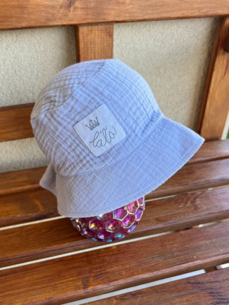 Klobúk Panáčik - gázovina/mušelín - jednovrstvový - svetlomodrá