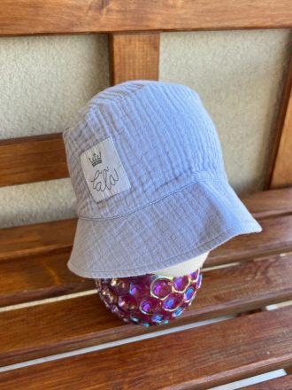 Klobúk Panáčik - gázovina/mušelín - jednovrstvový - svetlomodrá