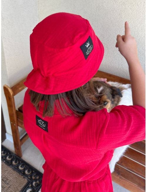 Klobúk Panáčik - gázovina/mušelín - jednovrstvový - červená