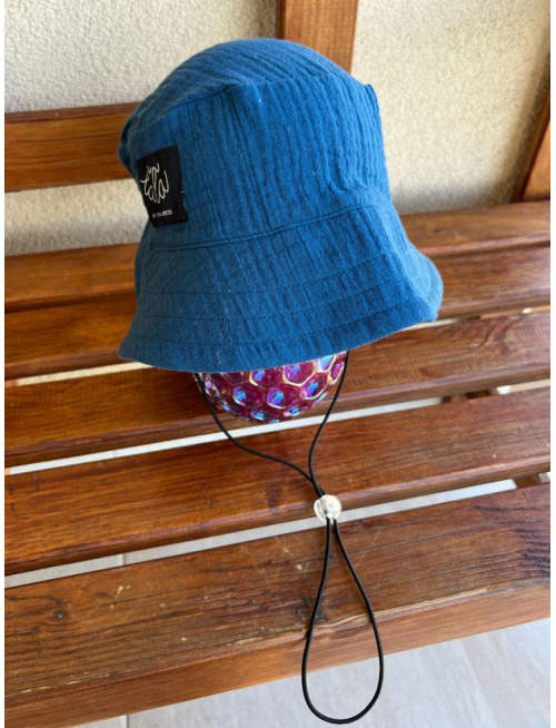 Klobúk Rybárik - gázovina/mušelín - jednovrstvový - petrolej