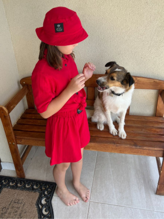 Súprava HAWAI - girl - gázovina/mušelín - červená