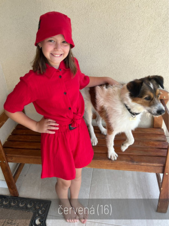 Súprava HAWAI - girl - gázovina/mušelín - červená