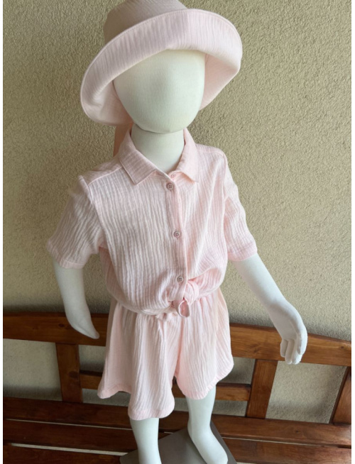 Súprava HAWAI - girl - gázovina/mušelín - púdrová