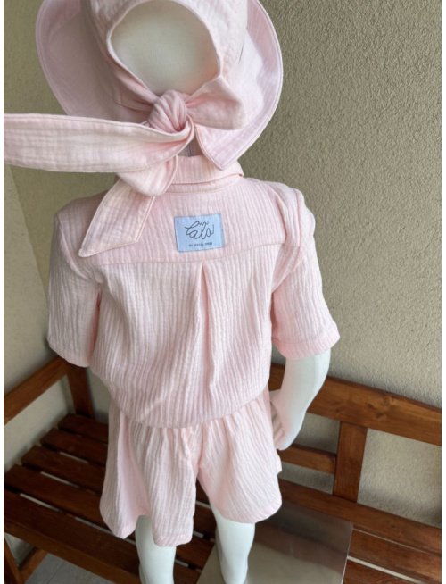 Súprava HAWAI - girl - gázovina/mušelín - púdrová