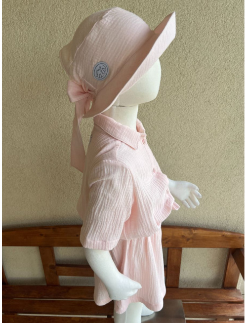 Klobúk Number 1 - gázovina/mušelín - púdrová