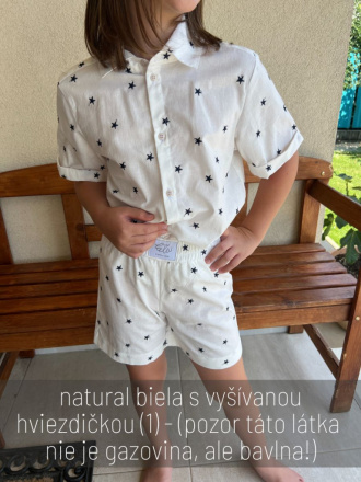Súprava HAWAI - boy - bavlna - natural biela s vyšívanou tmavomodrou hviezdičkou