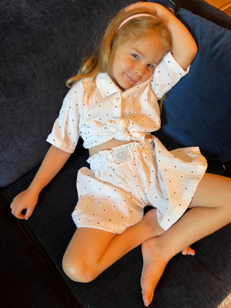 Súprava HAWAI - girl - gázovina/mušelín - margarétka na bielom podklade