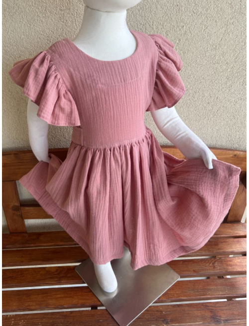 Šaty Valeriána - gázovina/mušelín - tmavá staroružová