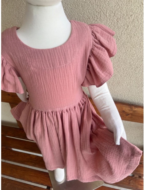 Šaty Valeriána - gázovina/mušelín - tmavá staroružová