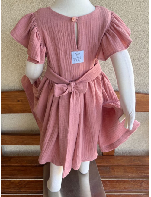 Šaty Valeriána - gázovina/mušelín - tmavá staroružová