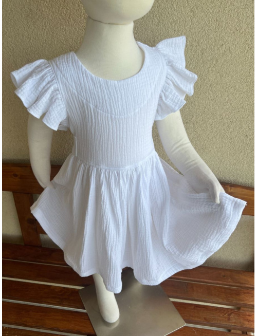 Šaty Valeriána - gázovina/mušelín - biela