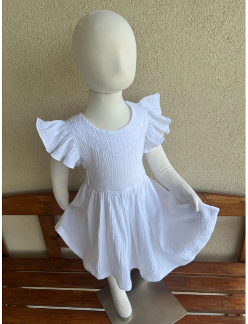 Šaty Valeriána - gázovina/mušelín - biela