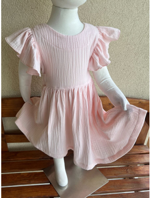 Šaty Valeriána - gázovina/mušelín - púdrová