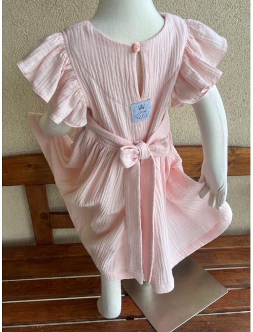 Šaty Valeriána - gázovina/mušelín - púdrová