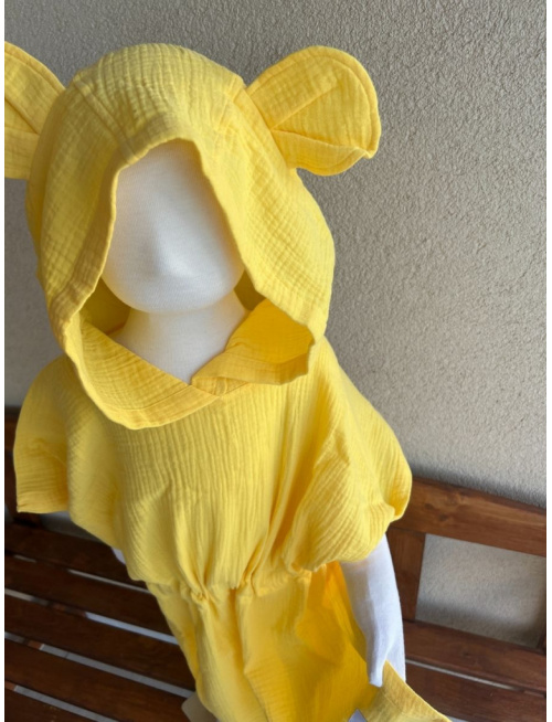 Detské pončo s uškami podľa výberu - gázovina/mušelín - jednofarebné