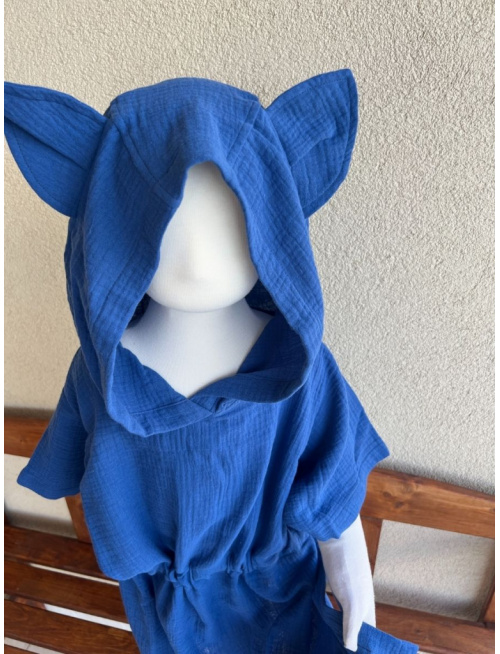 Detské pončo s uškami podľa výberu - gázovina/mušelín - jednofarebné