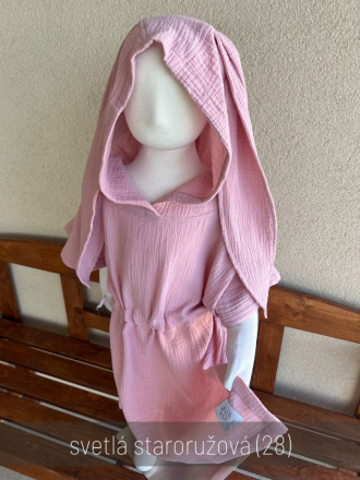 Detské pončo s uškami podľa výberu - gázovina/mušelín - jednofarebné