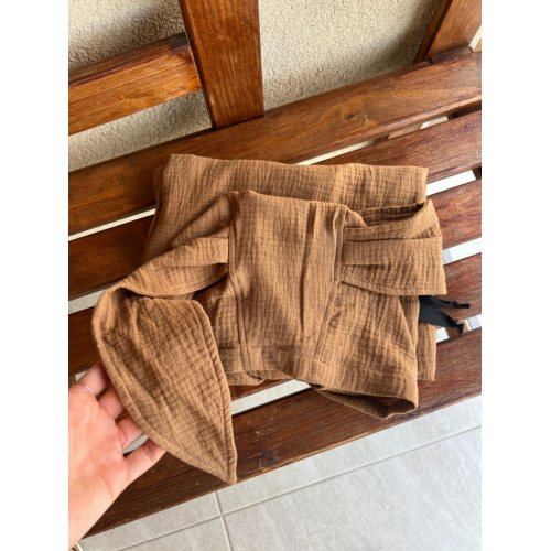 Detské pončo zajačik uši - karamel - gázovina/mušelín