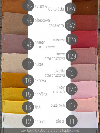 Vzorkovník - Jednofarebná teplákovina