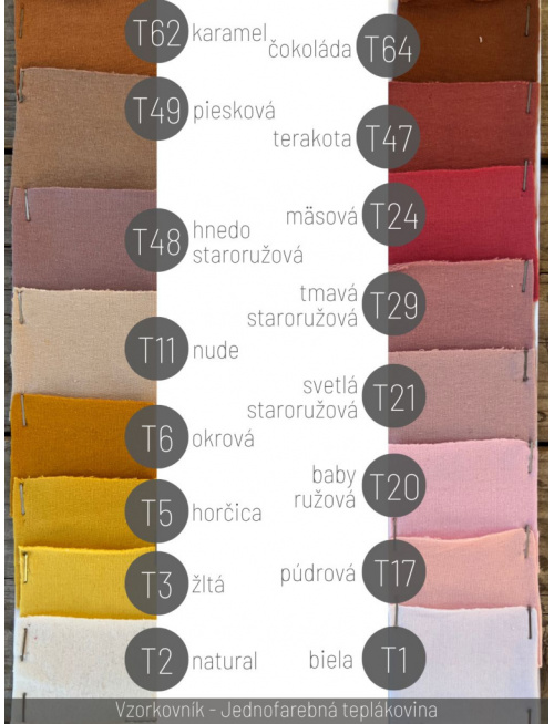 Vzorkovník - Jednofarebná teplákovina