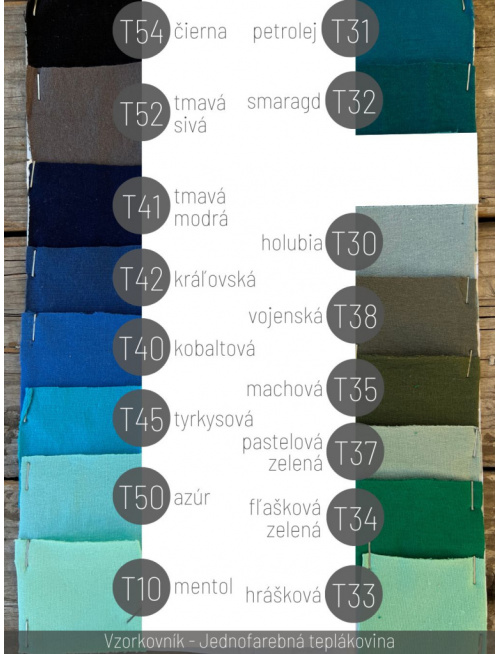 Vzorkovník - Jednofarebná teplákovina