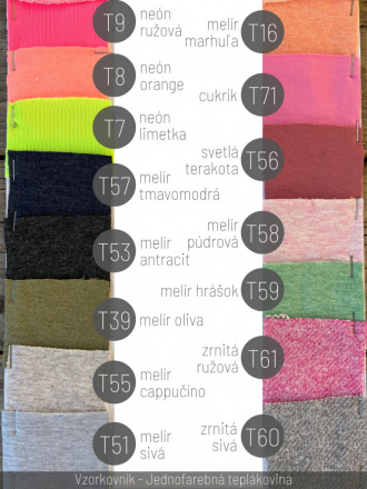 Vzorkovník - Jednofarebná teplákovina