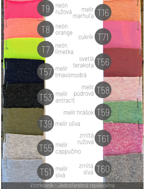 Vzorkovník - Jednofarebná teplákovina