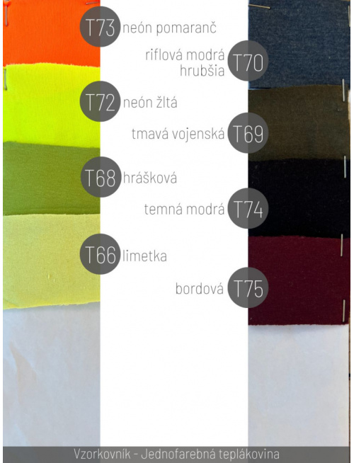 Vzorkovník - Jednofarebná teplákovina