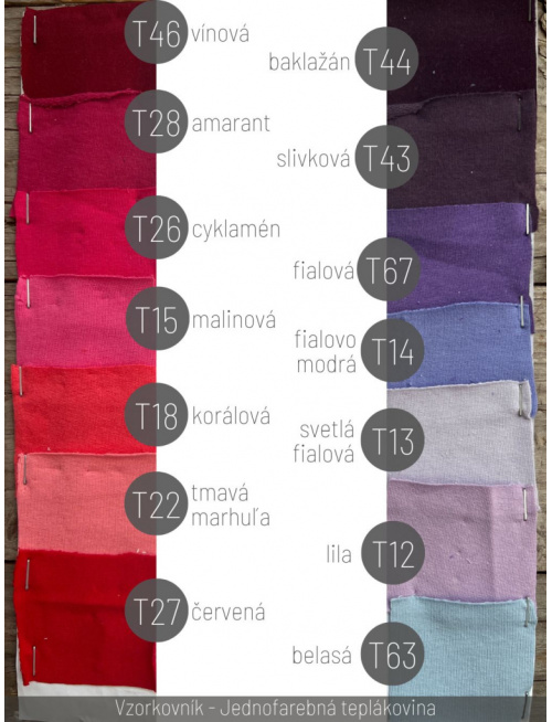 Vzorkovník - Jednofarebná teplákovina