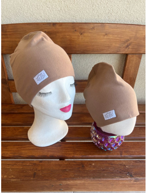 Parma šmolko čiapka - piesková - dvojvrstvová