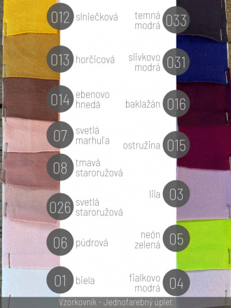 Vzorkovník - Jednofarebný úplet