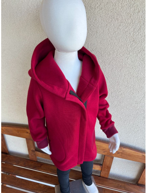 Rastúci kabátik ALEX so šikmozipsom a podšitou kapucňou - počesaná teplákovina