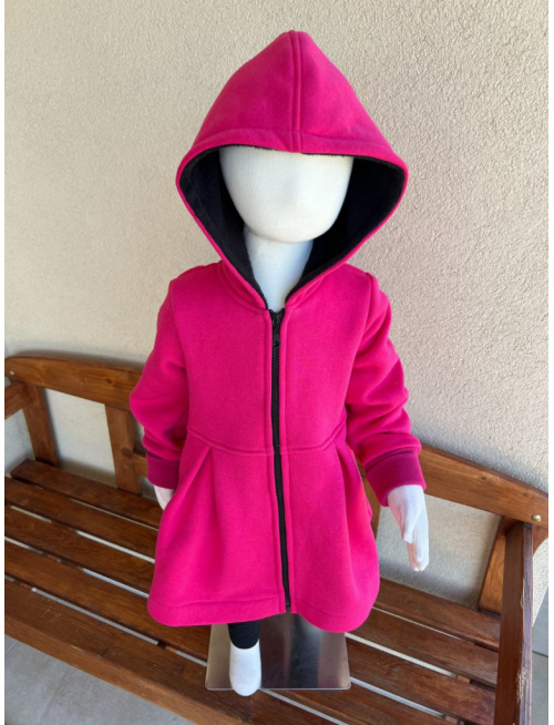 Rastúci kabátik s prestrihom - sukničkový - RIO - počesaná teplákovina - fuchsia