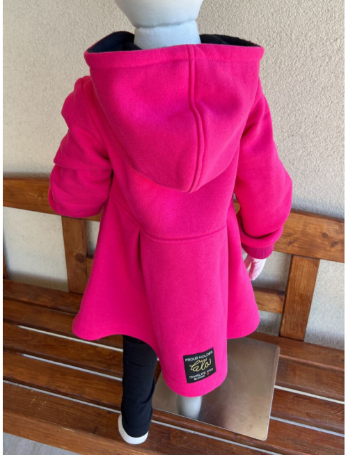 Rastúci kabátik s prestrihom - sukničkový - RIO - počesaná teplákovina - fuchsia