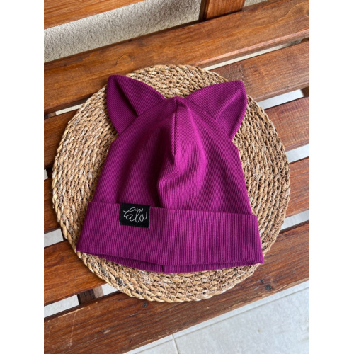 Rebro čiapka ANIMALS - vĺčik/mačka/líška - amarant