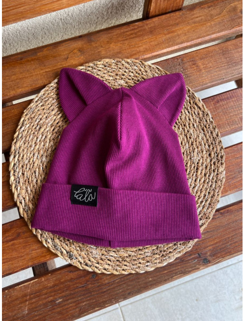 Rebro čiapka ANIMALS - vĺčik/mačka/líška - amarant