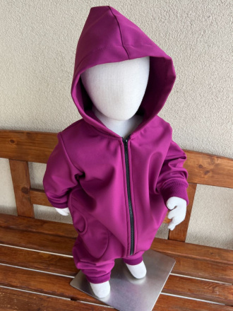 Overal s rastúcimi manžetami a vreckami - softshell - JESEŇ/ZIMA - amarant