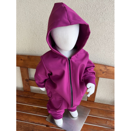 Overal s rastúcimi manžetami a vreckami - softshell - JESEŇ/ZIMA - amarant