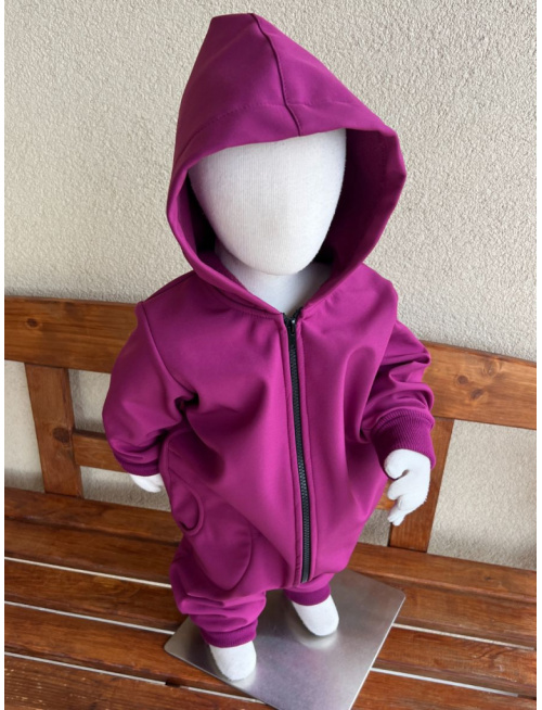 Overal s rastúcimi manžetami a vreckami - softshell - JESEŇ/ZIMA - amarant